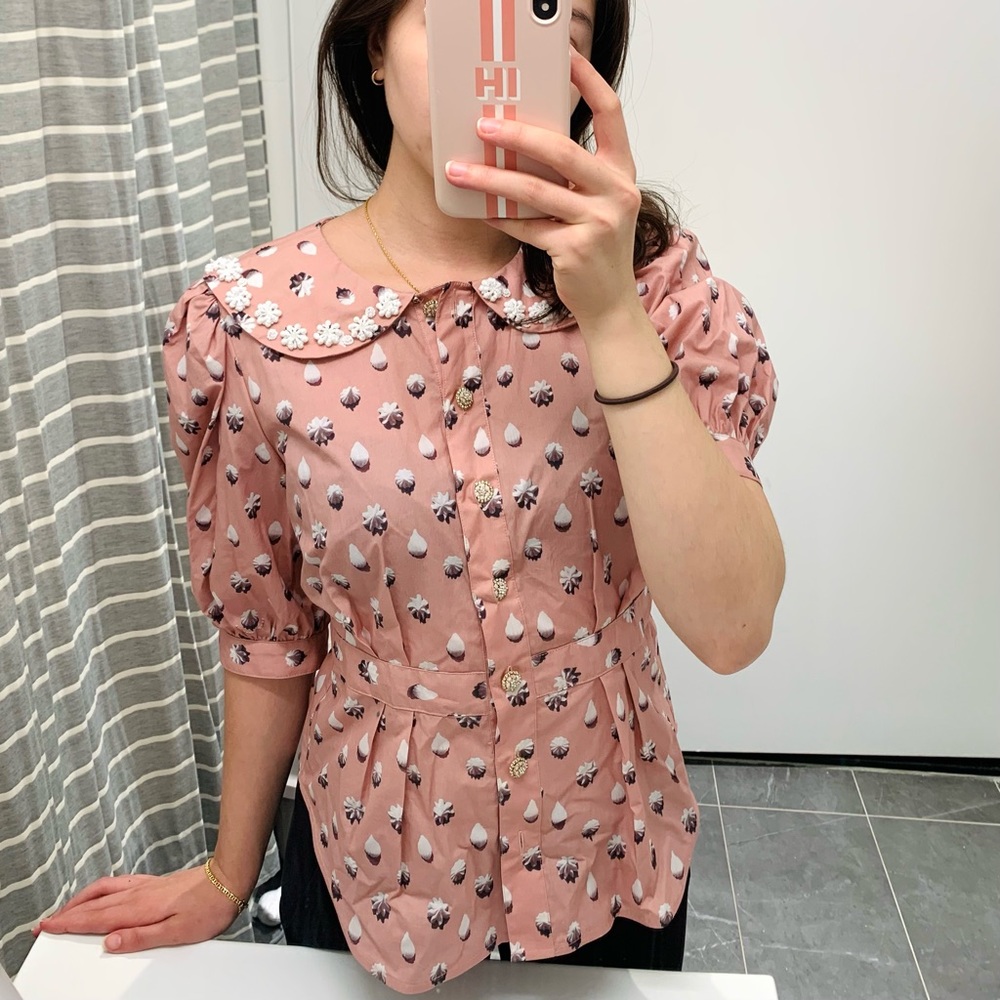 NWT Marc Jacobs The Romantic Blouse Dusty Pink Embellished Crystals